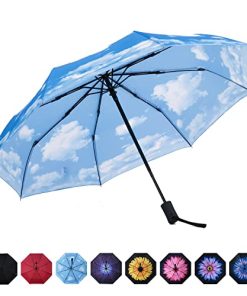 SY Compact Travel Umbrella Windproof Automatic LightWeight Unbreakable Umbrellas-factory outlet umbrella (Blue)