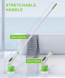 Holercoco Electric Spin Scrubber, Shower Cleaner Brush with IPX7 Waterproof, 135cm Long Handle, 2H Fast Charge, Bathroom Cleaning Brush 2 Adjustable Speeds