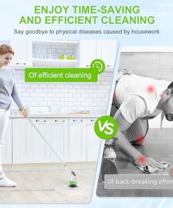 Holercoco Electric Spin Scrubber, Shower Cleaner Brush with IPX7 Waterproof, 135cm Long Handle, 2H Fast Charge, Bathroom Cleaning Brush 2 Adjustable Speeds